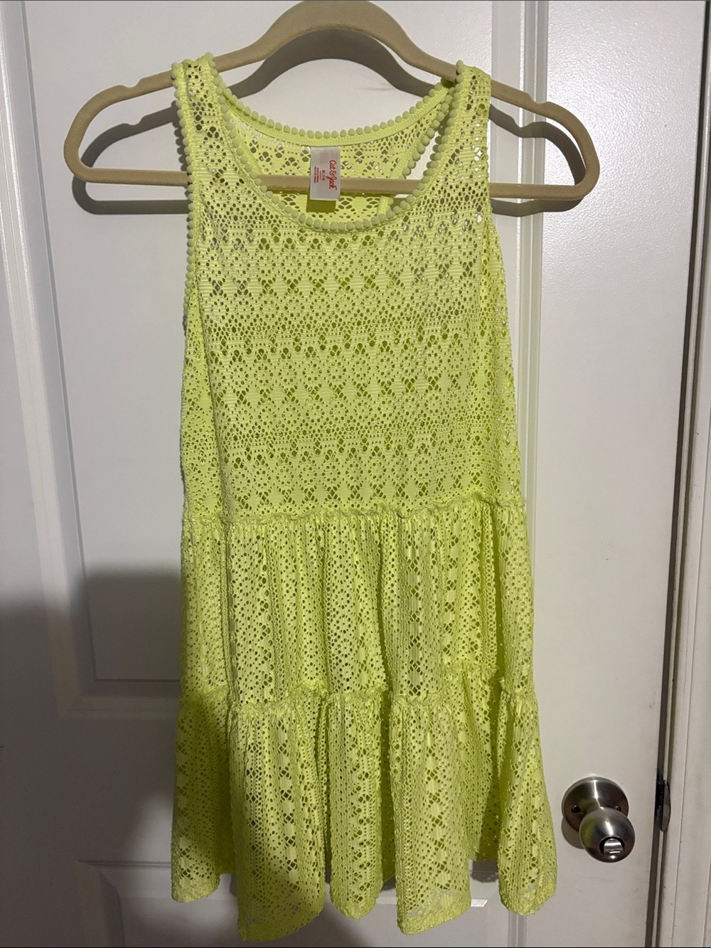 Girls Cat & Jack Neon Yellow Crochet Tiered Swim Coverup